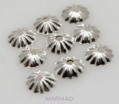 Czapeczki na korale - skręcone 6mm - miedź posrebrzana