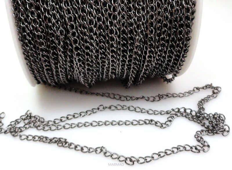 Łańcuszek twist ogniwka 5x3,5mm - 1 metr - kolor hematytu
