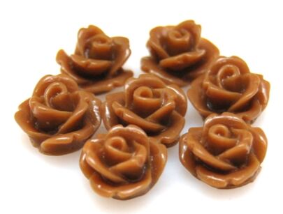 Kaboszon - różyczka 10mm - brązowa