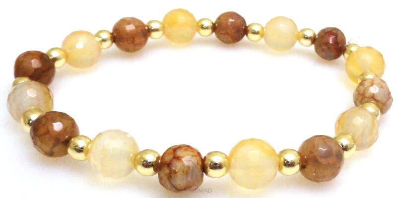 Bransoleta - agat i hematyt złoty - 19cm