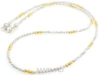 Naszyjnik hematyt fasetowany srebrny i złoty kule 2mm - srebro 925