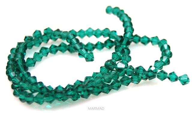 Kryształki fasetowane - bicone 4x4mm - szmaragdowe