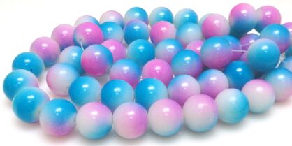 Koraliki cieniowane - kula 14mm - różowo niebieskie