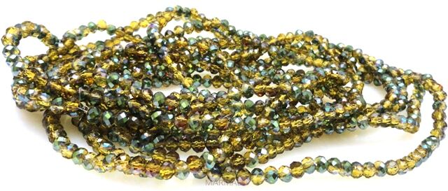 Kryształki fasetowane - oponki 4x3mm - oliwkowe AB