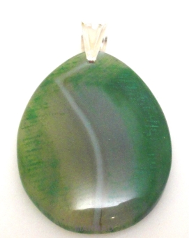 Zawieszka - agat zielony 49x30x6mm + srebro 925