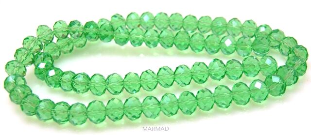 Kryształki fasetowane - oponka 10x7mm - jasno zielone