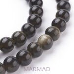 Obsydian czarny o złocistym połysku - kula 6mm