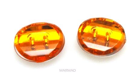 Guziki kryształowe fasetowane - moneta 15mm - pomarańczowe