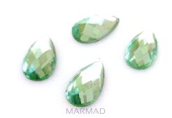 Kaboszon szklany fasetowany - kropla 12x7mm - green