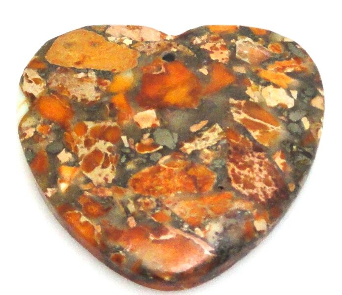 Jaspis cesarski z żywicą - na wisior serce 39x40x6mm