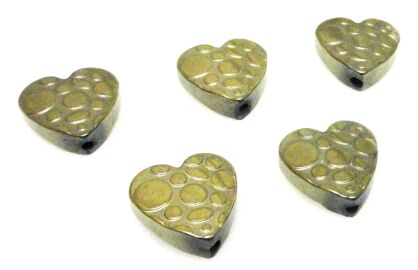 Hematyt - ozdobne serce 10x10mm - kolor antyczne złoto