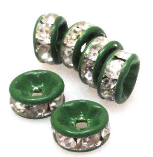 Przekładki z cyrkoniami crystal - krążki 8mm - zielone