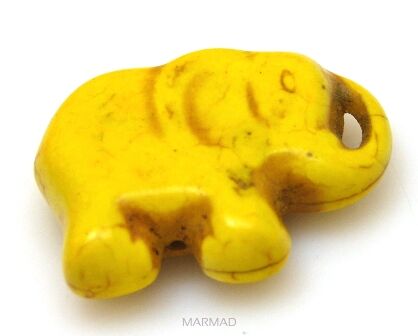 Howlit - słoń 40x30mm - na wisior - żółty