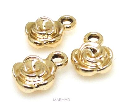 Zawieszka - różyczka 15x11mm - dwustronna - złocona