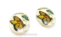 Kaboszon szklany - owal 18x13mm - motyl
