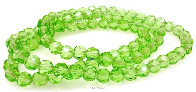 Kryształki fasetowane szklane jasno zielone - kule ok. 6mm
