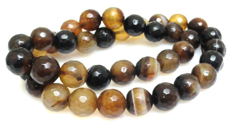 Agat fasetowany kule 10mm - brązowy 