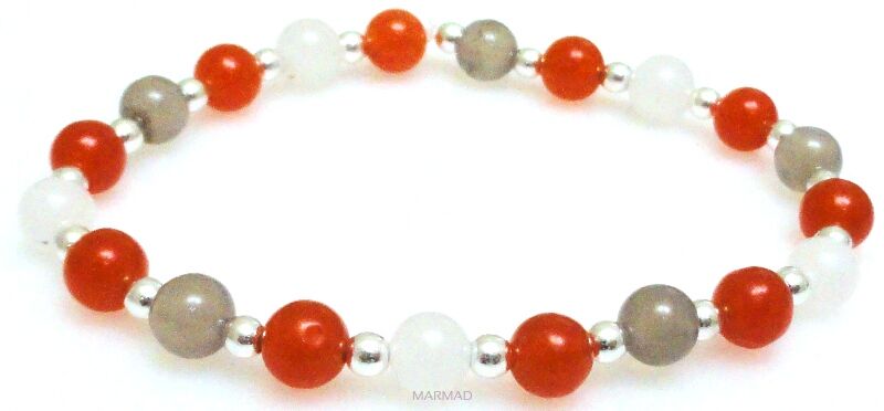 Bransoleta - agat, jadeit i hematyt srebrny - 17,5cm