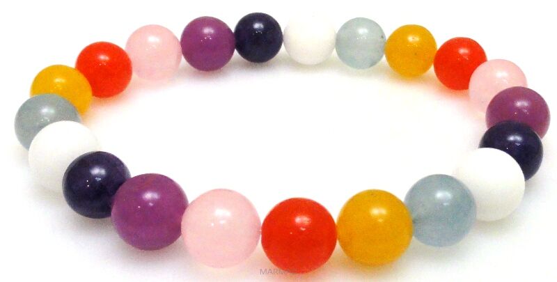 Bransoleta - kolorowy jadeit kule 10mm - 20cm