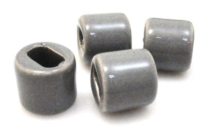 Nakładki na rzemienie i sznurki - walec 17x16mm - ceramika szara