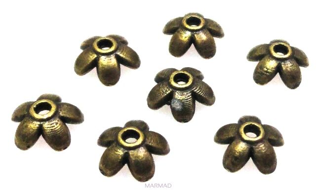 Czapeczki bali na korale - kwiatek 6mm - antyczny brąz - Antique Bronze