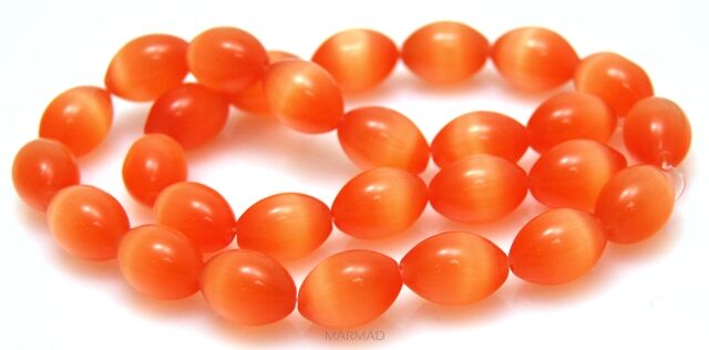 Kocie oko- uleksytowe - oliwka 14x10mm - pomarańczowy