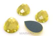 Kaboszon szklany fasetowany - kropla 13x10mm - lemon
