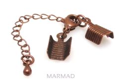 Zapięcie z karabińczykiem + końcówki 5mm do zaciskania + łańcuszek - red copper