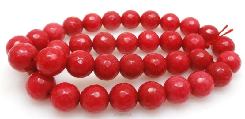 Jadeit fasetowany - kula 10mm - czerwony