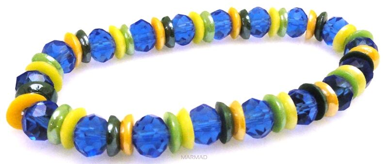 Bransoleta - kryształki fasetowane i perłowe - 18,5cm