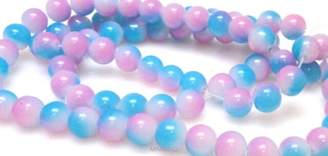 Koraliki cieniowane - kula 10mm - różowo niebieskie