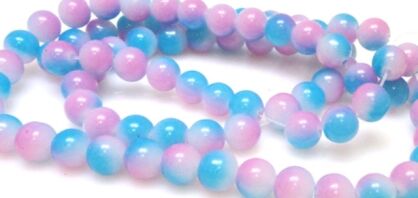 Koraliki cieniowane - kula 10mm - różowo niebieskie