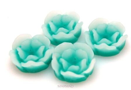 Kaboszon - różyczka turkusowa 12mm