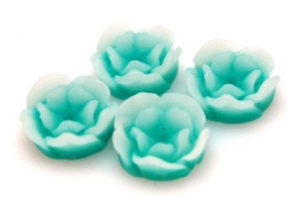 Kaboszon - różyczka turkusowa 12mm