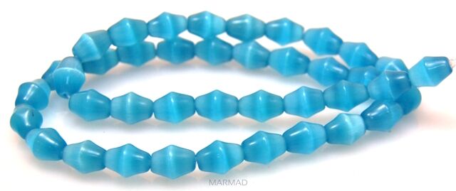 Kocie oko- uleksytowy - podłuzne bicone 10x7mm - jasno niebieski