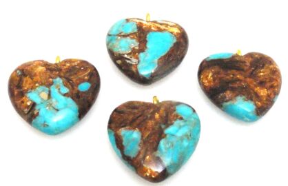 Jaspis cesarski z żywicą - zawieszka serce z ogniwkiem 21x20x6mm