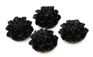 Kaboszon - kwiatek czarny 14mm