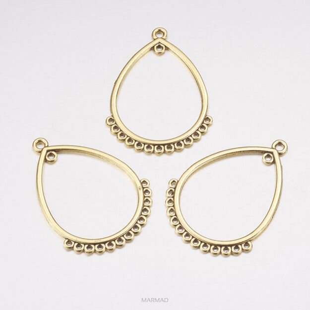 Łącznik, konektor, Baza filigranowa na wisior, kolczyki 48x35mm - kolor złoty