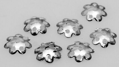 Czapeczki na korale - kwiatek ażurowy 8mm - miedź posrebrzana