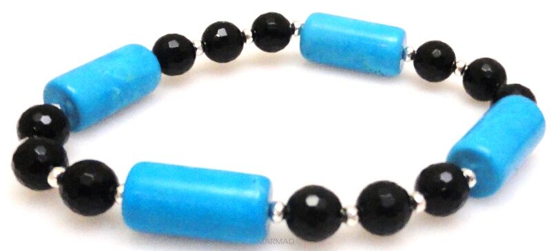 Bransoleta - onyks, howlit mustang i hematyt - 20,5cm