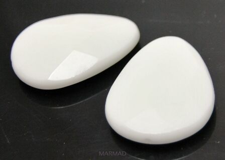 Agat biały fasetowany - na wisior - kropla 40x30mm