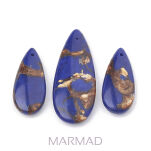 Jaspis cesarski z żywicą - na zawieszkę, wisior kropla 49x20x6mm- niebieski brązowo złoty - 2