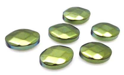 Hematyt fasetowany zielony - owal 14x10mm