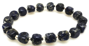 Bransoletka - lapis lazuli i hematyt srebrny - 17cm