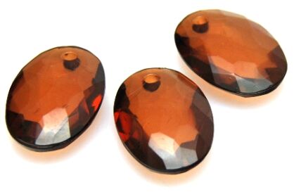 Akryl fasetowany - owal 25x18mm - brązowy
