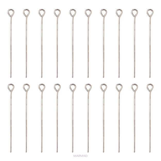 Szpilka z oczkiem 32mm - kolor srebrny