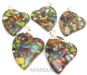 Zawieszka - jaspis cesarski z żywicą serce + srebro 925