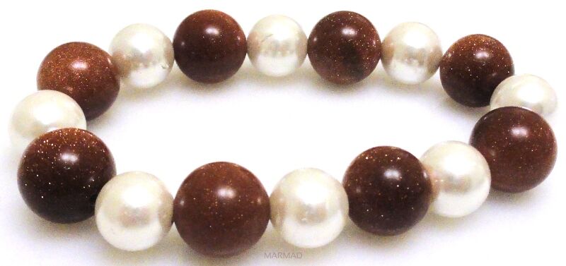 Bransoleta - piasek pustyni i perła muszlowa - 17cm