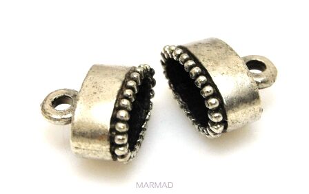 Końcówki do rzemieni srebrzone z otworem 14x9mm - do wklejania - próba 999 - 1 para