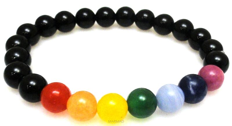 Bransoleta Yoga Chakra onyks kule 8mm - 18cm